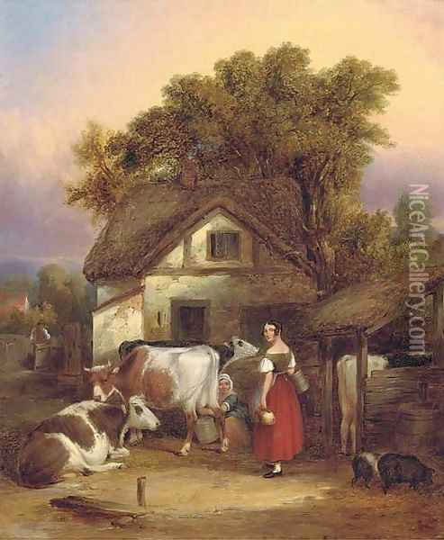 The dairyman's cottage, near Lyndhurst Oil Painting - William Joseph Shayer