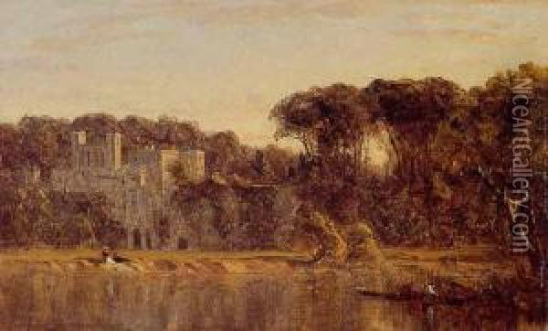 A Sketch Of Guy's Cliff, Near Warwick Oil Painting - Sanford Robinson Gifford
