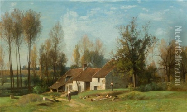 Le Moulin Aubert Oil Painting - Eugene Lavieille