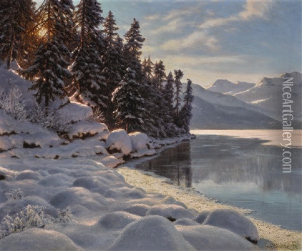 Winter In The Engadine Oil Painting - Ivan Fedorovich Choultse