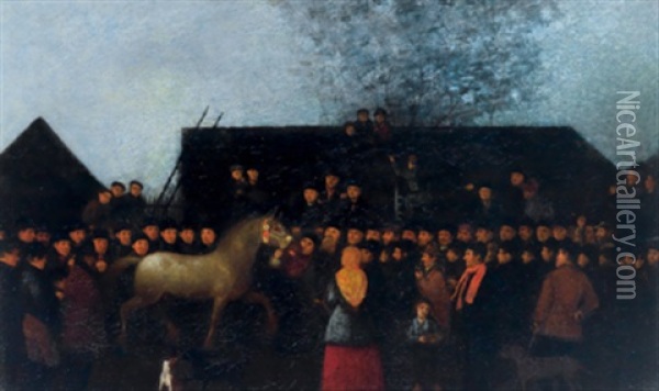 Die Pferdeschau Oil Painting - Michael Neder