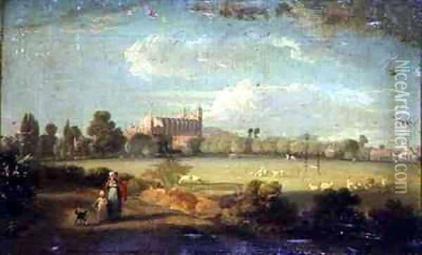 A View of Eton from the Playing Fields Oil Painting - Edmund Bristow