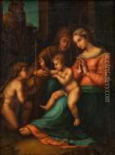 La Sacra Famiglia Oil Painting - Santi Raffaelo