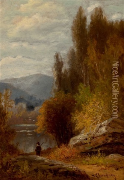 Hunter On The Path Oil Painting - Benjamin Champney