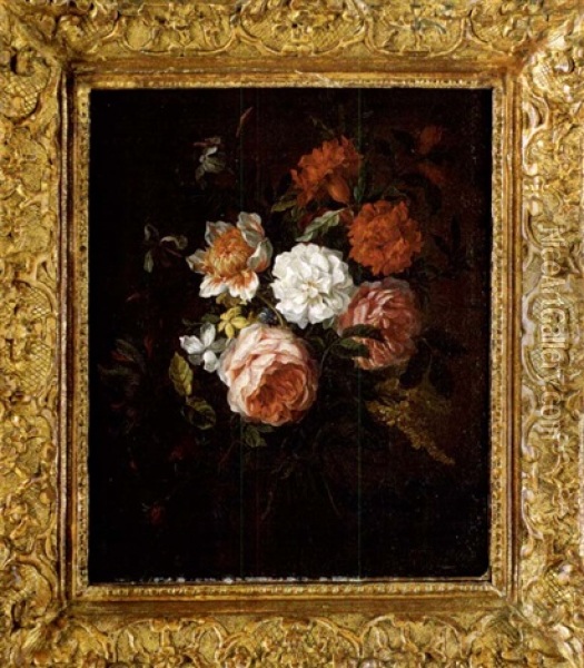 Ein Bouquet Von Rosen, Nelken Und Anderen Blumen Oil Painting - Nicolas de Largilliere