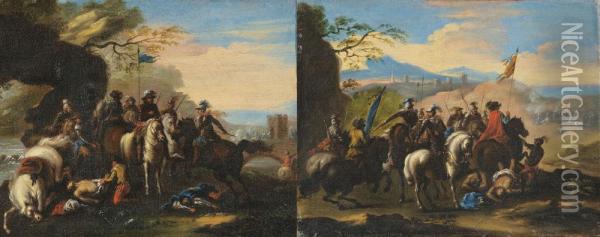 Gruppo Di Cavalieri Oil Painting - Graziani Francesco E Pietro