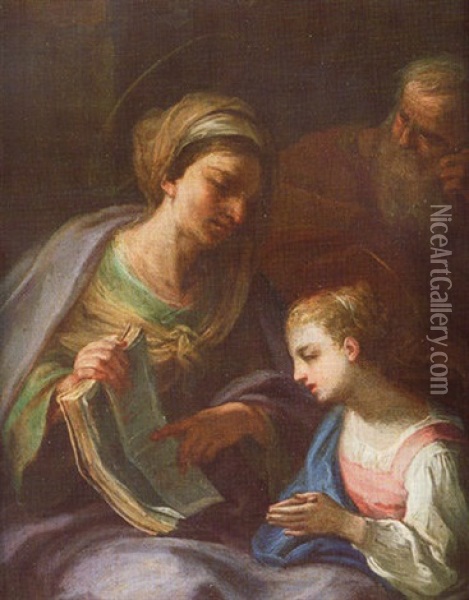 The Education Of The Virgin Oil Painting - Sebastiano Conca