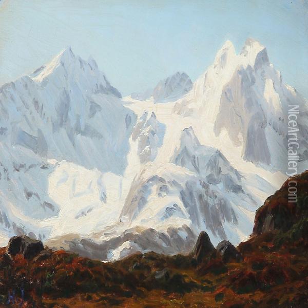 Bjergparti Oil Painting - Henrik Gamst Jespersen