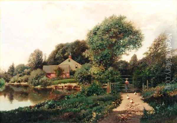 Walking with the Ducks Oil Painting - Henry Pember Smith