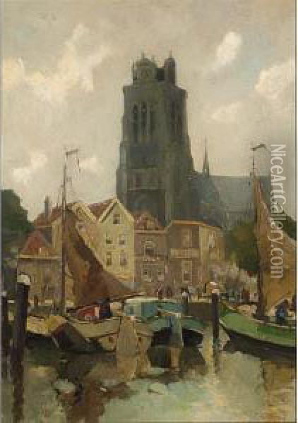 A View Of Dordrecht Oil Painting - Cornelis De Bruin