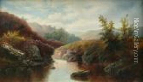 A Rocky River Gorge Oil Painting - William Mellor