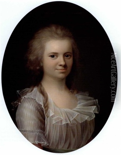 Portraet Af En Ung Pige, Antagelig Marie Henriette Duntzfelt Oil Painting - Jens Juel