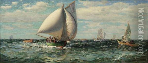 Fishing Boats On A Sunny Day Oil Painting - James Gale Tyler