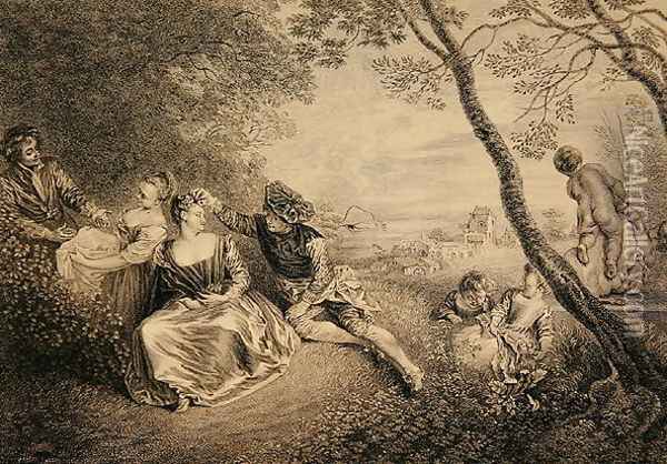 Amusements Champetres Oil Painting - Watteau, Jean Antoine