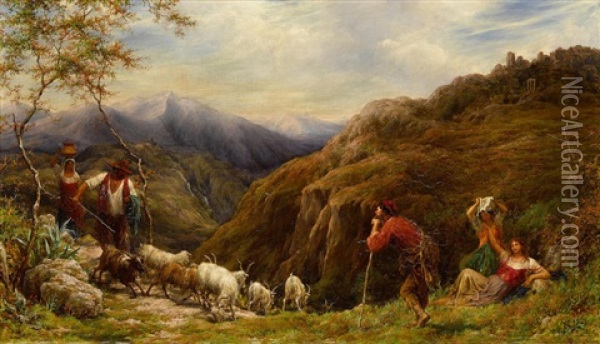 Goat Herds In The Apennines Oil Painting - William Linnell