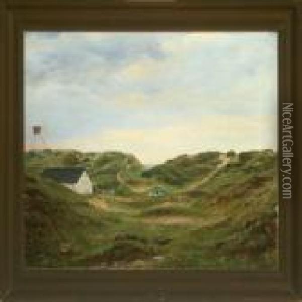 Landscape With Sand Hills And House Oil Painting - Gustaf Adolf Clemens