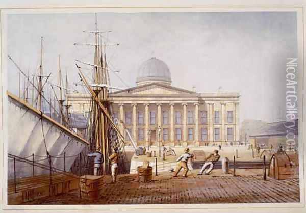 The Customs House and Revenue Building from Modern Liverpool Illustrated Oil Painting - William Gavin Herdman