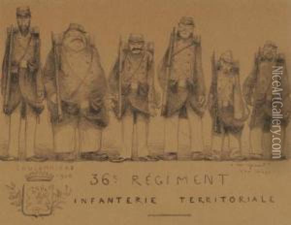 Le 36e Regiment D'infanterie Territoriale,1900 Oil Painting - Jean Veber