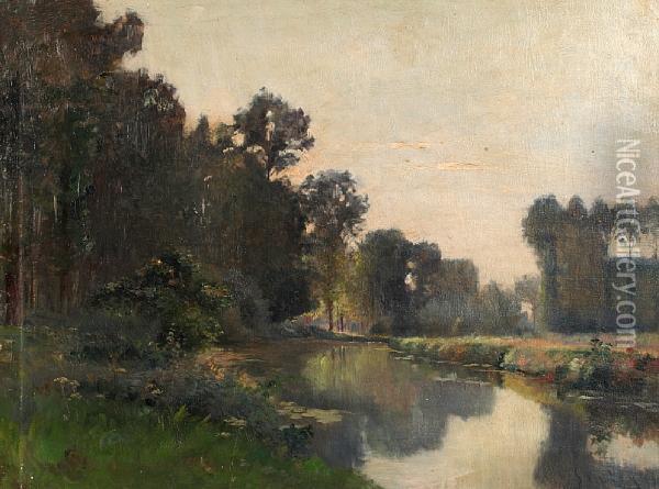 A Wooded River Landscape, Near Arles Oil Painting - Alfred Sisley