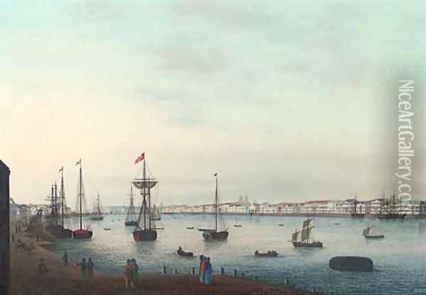 View of St. Petersburg Along Neva River Oil Painting - Johann Wilhelm Gottfried Barth