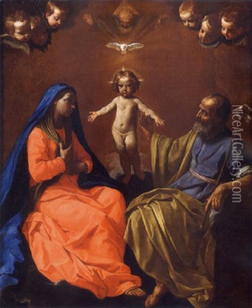 La Sacra Famiglia Come Santissima Trinita Oil Painting - Simone Cantarini