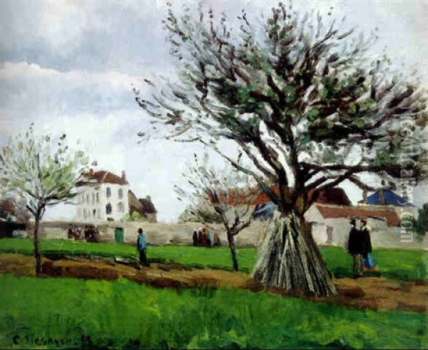 Pommiers A Pontoise (la Maison Du Pere Gallien) Oil Painting - Camille Pissarro