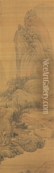 Lofty Recluse In An Autumn Mountain Oil Painting -  Gao Cen