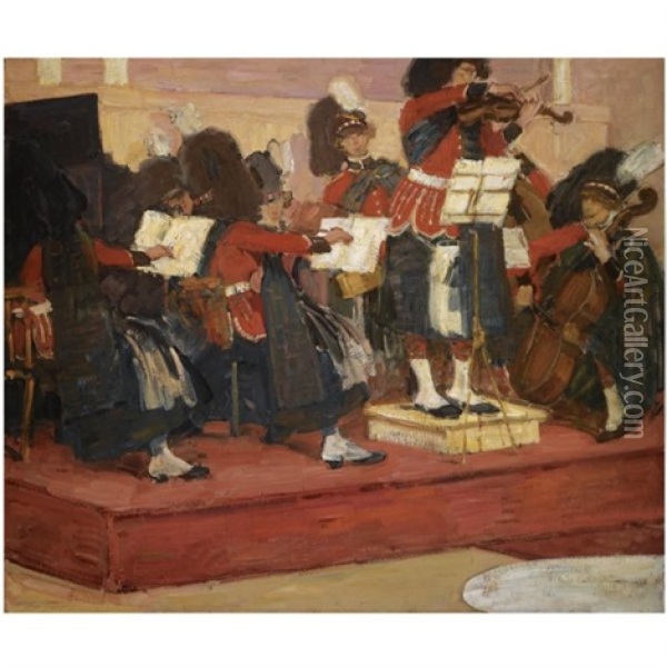 The Scots Guards Band Oil Painting - Goesta von Hennigs
