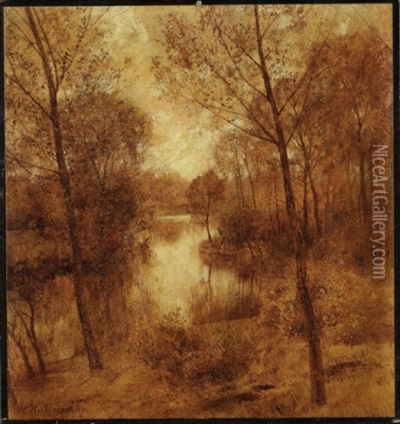 Herbstlandschaft Oil Painting - Erich Kubierschky