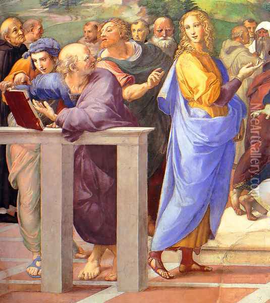 Disputation of the Holy Sacrament (La Disputa) [detail: 10a] Oil Painting - Raphael