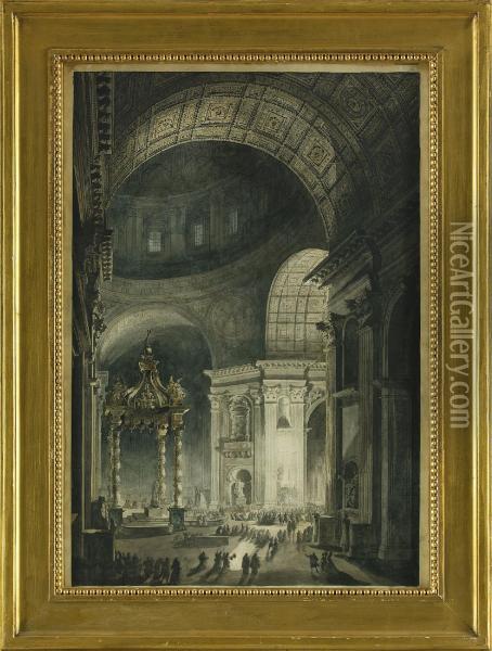 Illumination De La Croix De Saint-pierre A Rome Oil Painting - Louis Jean Desprez