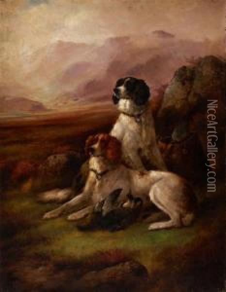 Hunting Dogs Oil Painting - James Hardy