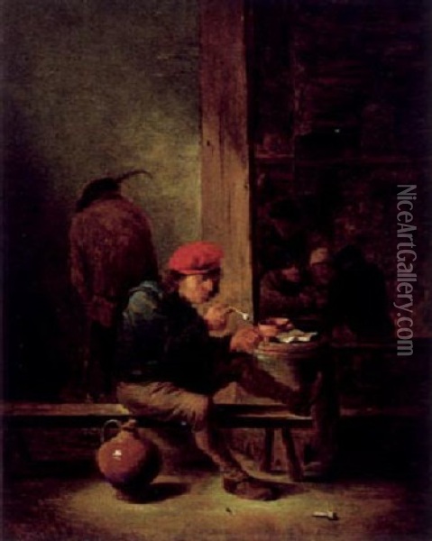 Zechende Bauern Im Wirsthaus Oil Painting - Matheus van Helmont