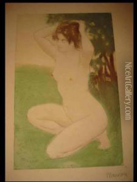 Femme Nue Dans Un Champ Oil Painting - Charles Maurin