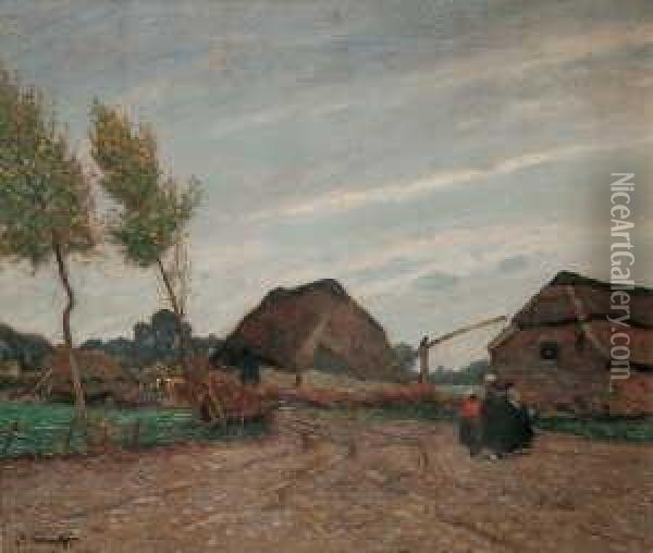 Ein Dorf In Flandern. Oil Painting - Eugen Kampf
