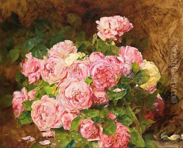 Still life with flowers Oil Painting - Georges Jeannin