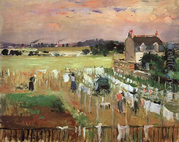 Hanging out the Laundry to Dry Oil Painting - Berthe Morisot