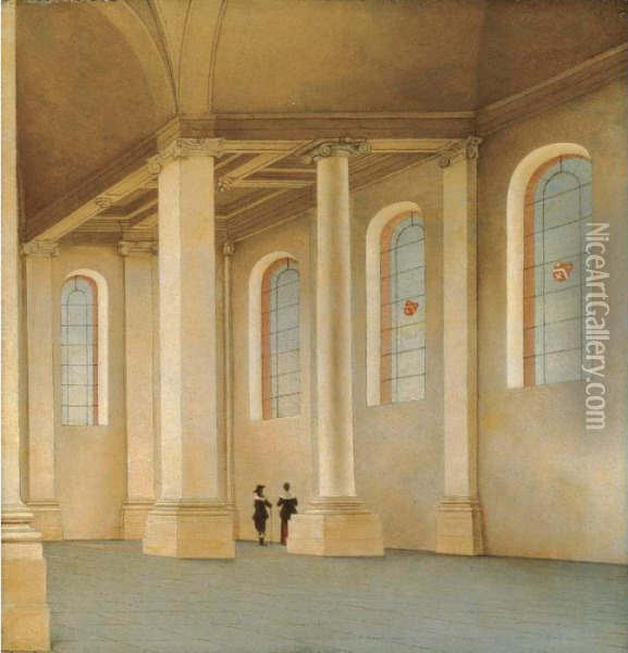 Haarlem, The Interior Of The Nieuwe Kerk, Seen From The South West Oil Painting - Pieter Jansz. Saenredam