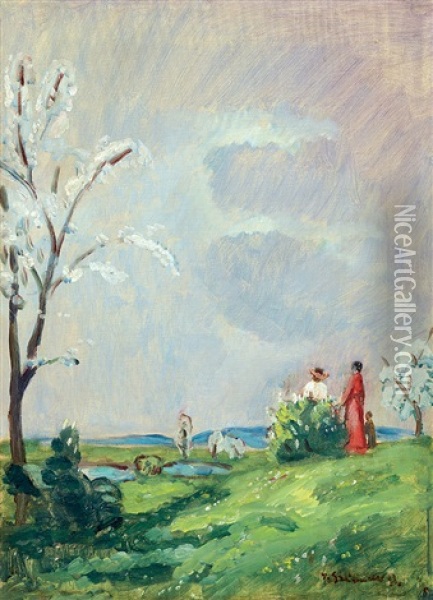 Spring Blossoming Oil Painting - Bela Ivanyi Gruenwald