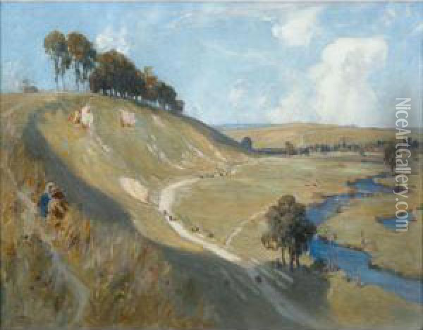Valley Of The Somme Oil Painting - Albert Henry Fullwood