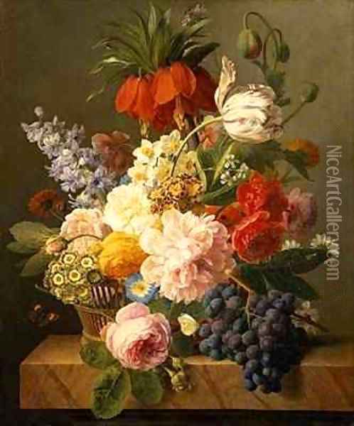 Still Life with Flowers and Fruit Oil Painting - Jan Frans Van Dael