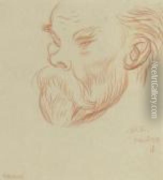 Posthumous Portrait Of Paul Verlaine Oil Painting - William Rothenstein