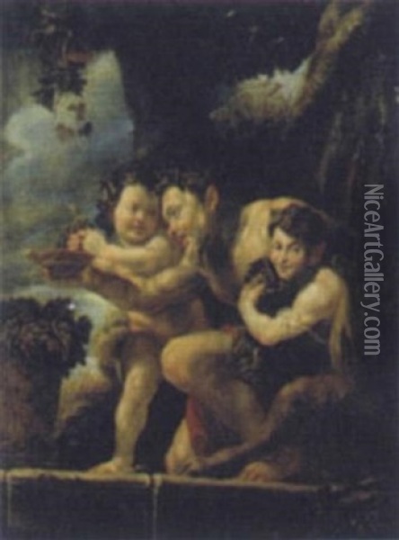 Bacchus With Satyrs Oil Painting - Domenico Feti