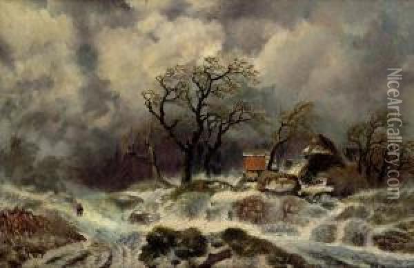 Winterlandschaft Oil Painting - Remigius Adriannus van Haanen