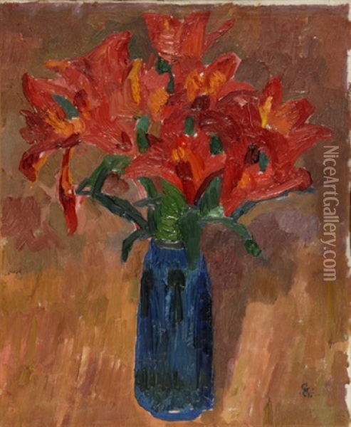 Tulipani - Vase Mit Tulpen Oil Painting - Giovanni Giacometti