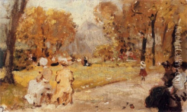 Une Promenade Dans Un Parc Oil Painting - Stanislas Lepine
