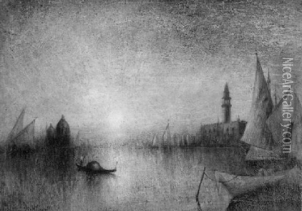 View Of The Grand Canal With The Doges Palace Oil Painting - George Henry Bogert