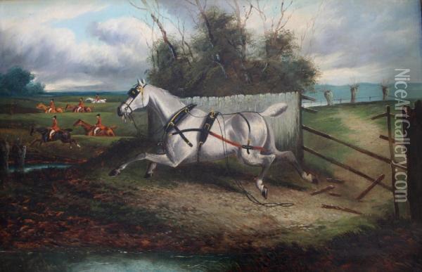 Running To Join The Hunt Oil Painting - A. Clark