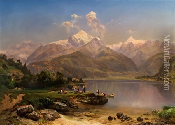 Der Zeller See Mit Blick Auf Kitzsteinhorn Und Hohen Tenn Oil Painting - Anton Hansch