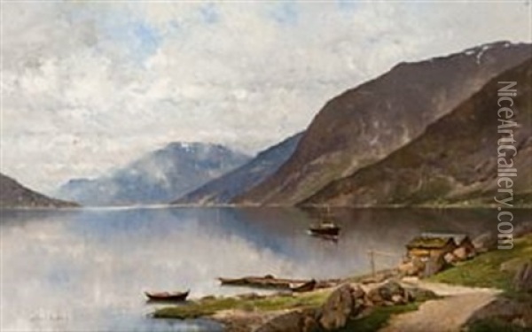 Ved Fjorden Oil Painting - Axel Ender
